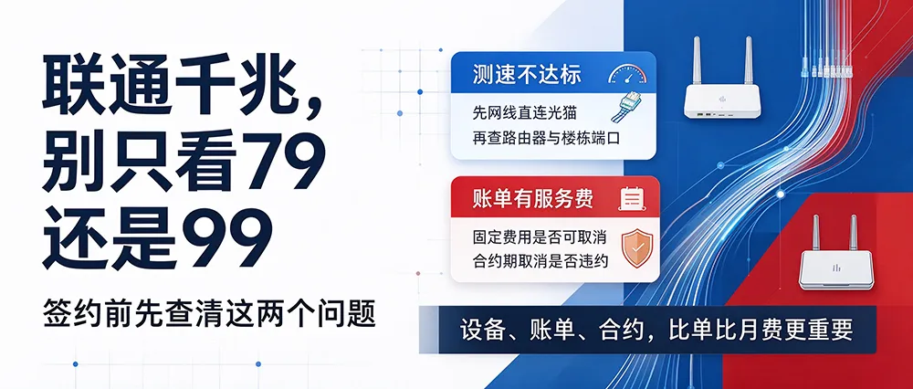 深圳联通千兆宽带避坑：测速不达标、账单多出“服务费”是怎么回事？